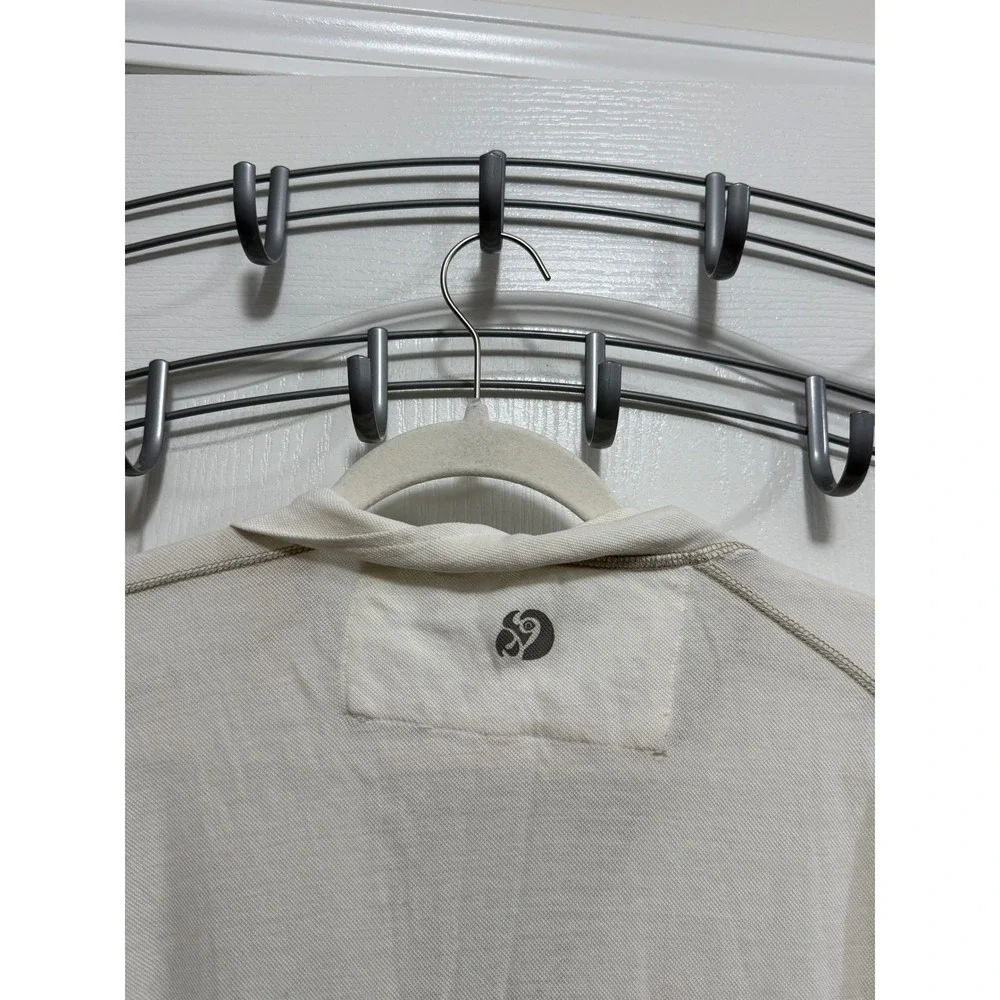 Margaritaville Mens XL Quarter Zip Pullover Off White Cotton Contrast Stitching